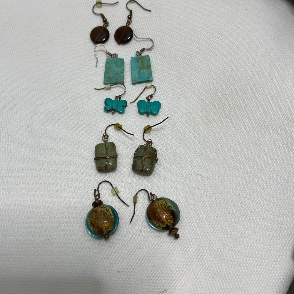 Vintage Costume Jewelry earrings, including turquoise, five for twenty five